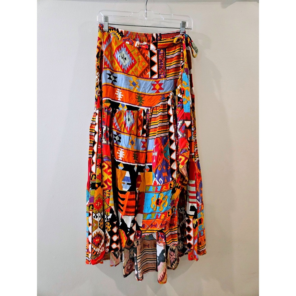 Christian Siriano New York Wrap Maxi Skirt Boho Festival Southwestern Size Small